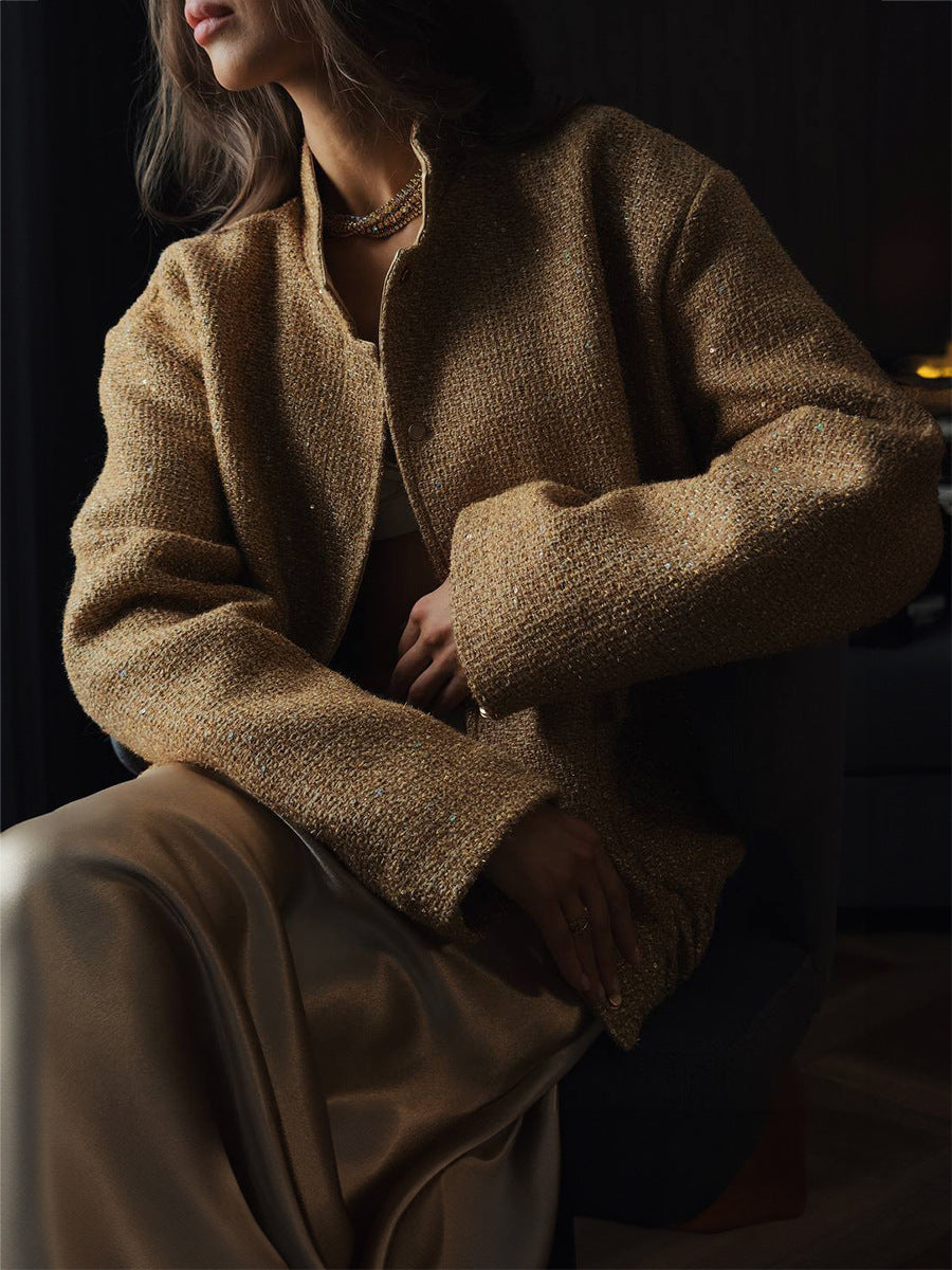 Sequin Coat with Pockets for Stylish Layering