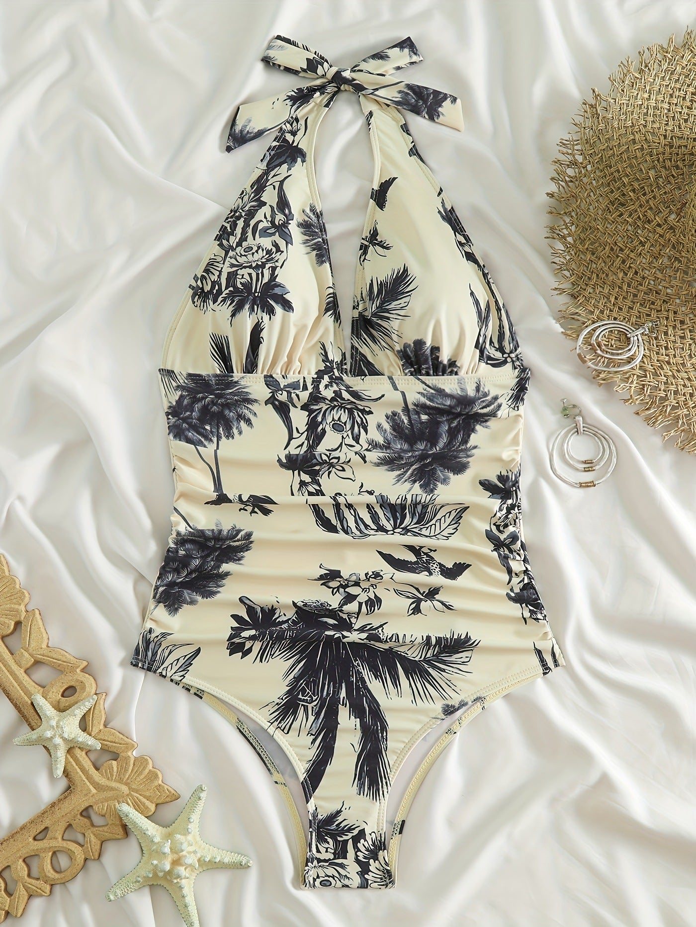 Jardim Print V-Neck Swimsuit with Tummy Control
