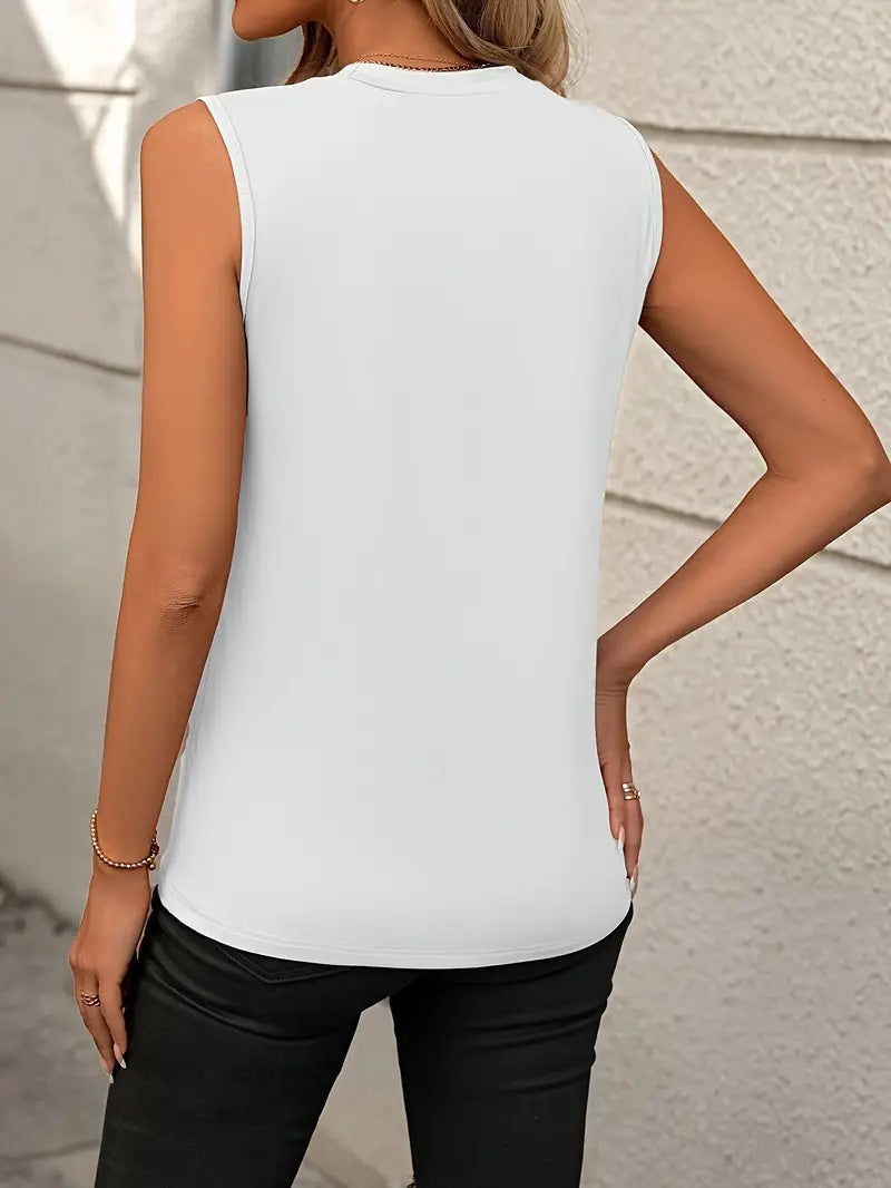 Asymmetrical Sleeveless White Top for Stylish Casual Wear