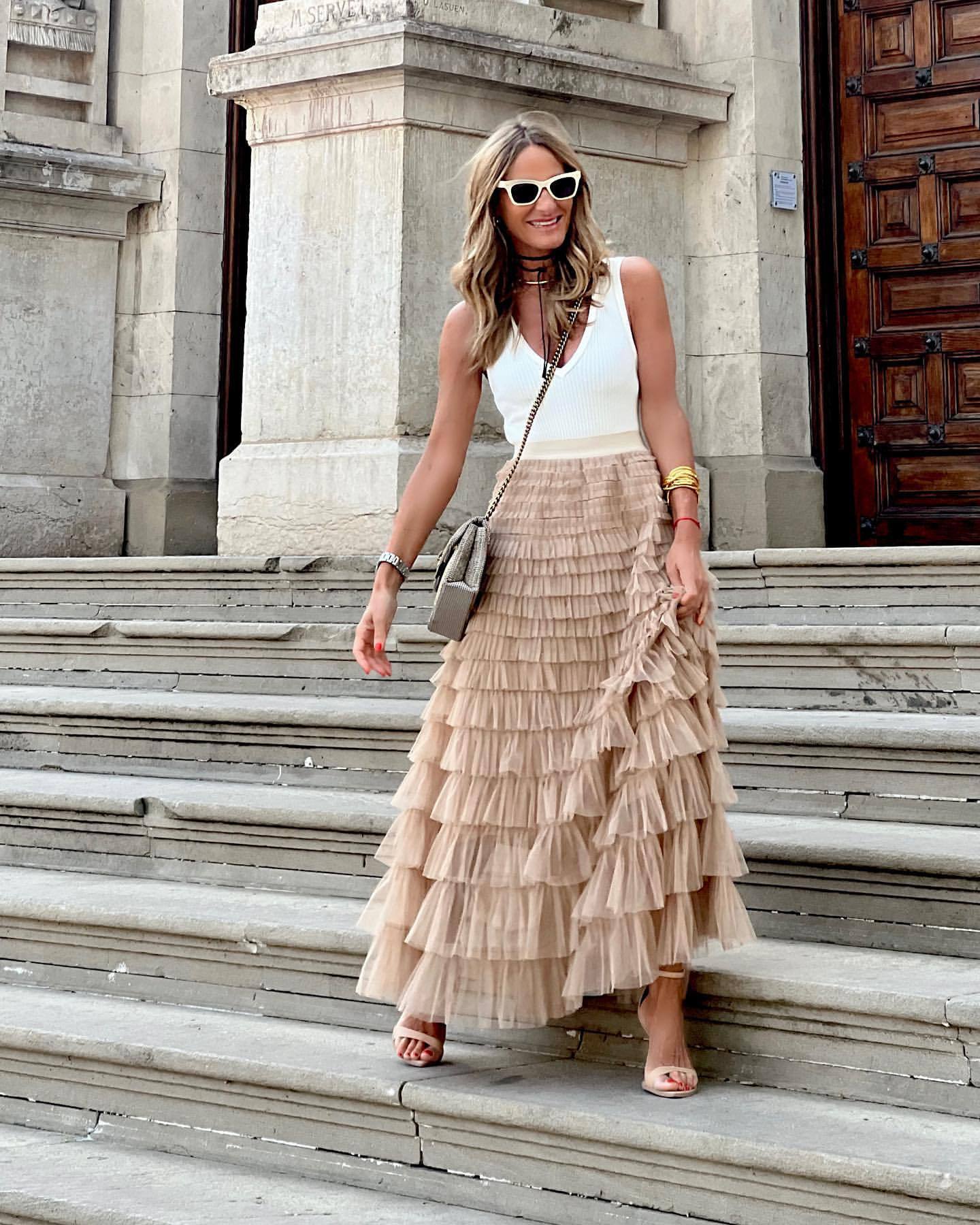 Ruffled Layered Maxi Skirt for Effortless Style and Comfort