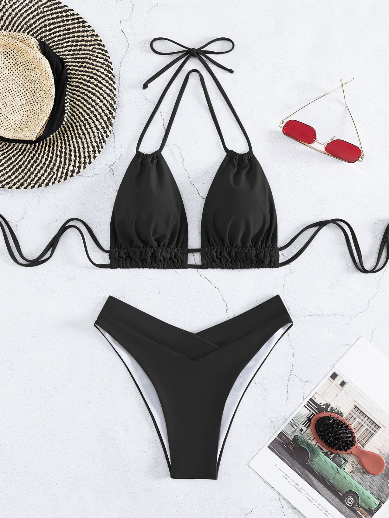 Halter Neck Bikini with Bow Detail for Stylish Summer Swimwear