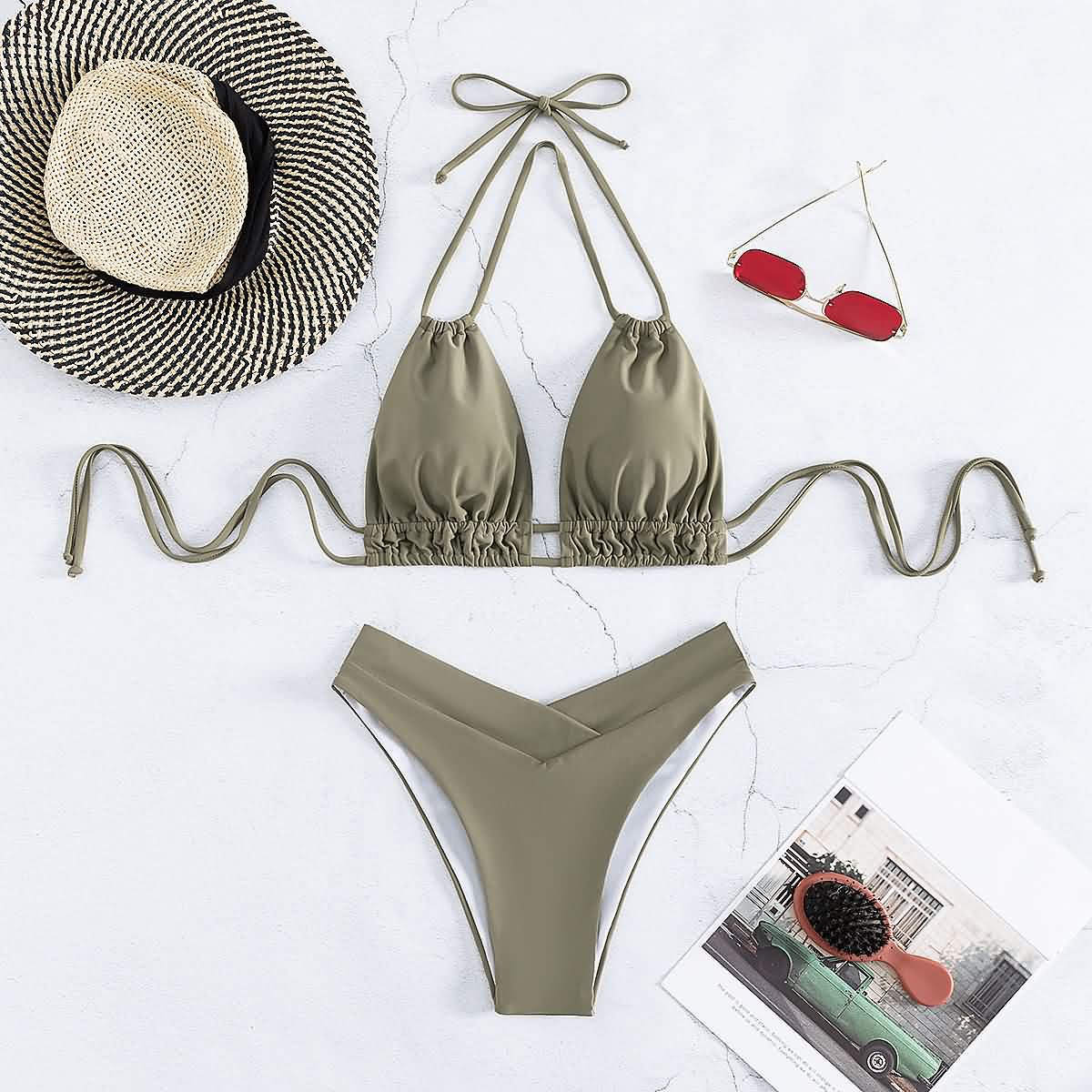 Halter Neck Bikini with Bow Detail for Stylish Summer Swimwear
