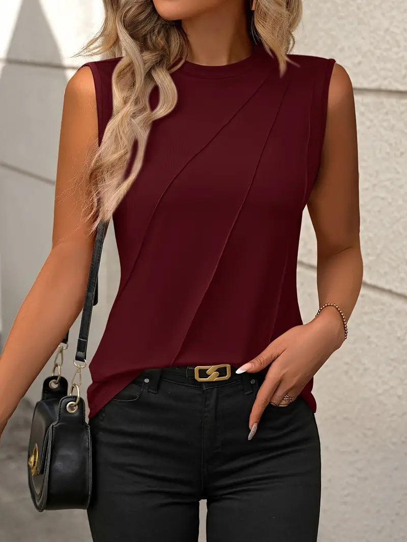 Asymmetrical Sleeveless White Top for Stylish Casual Wear