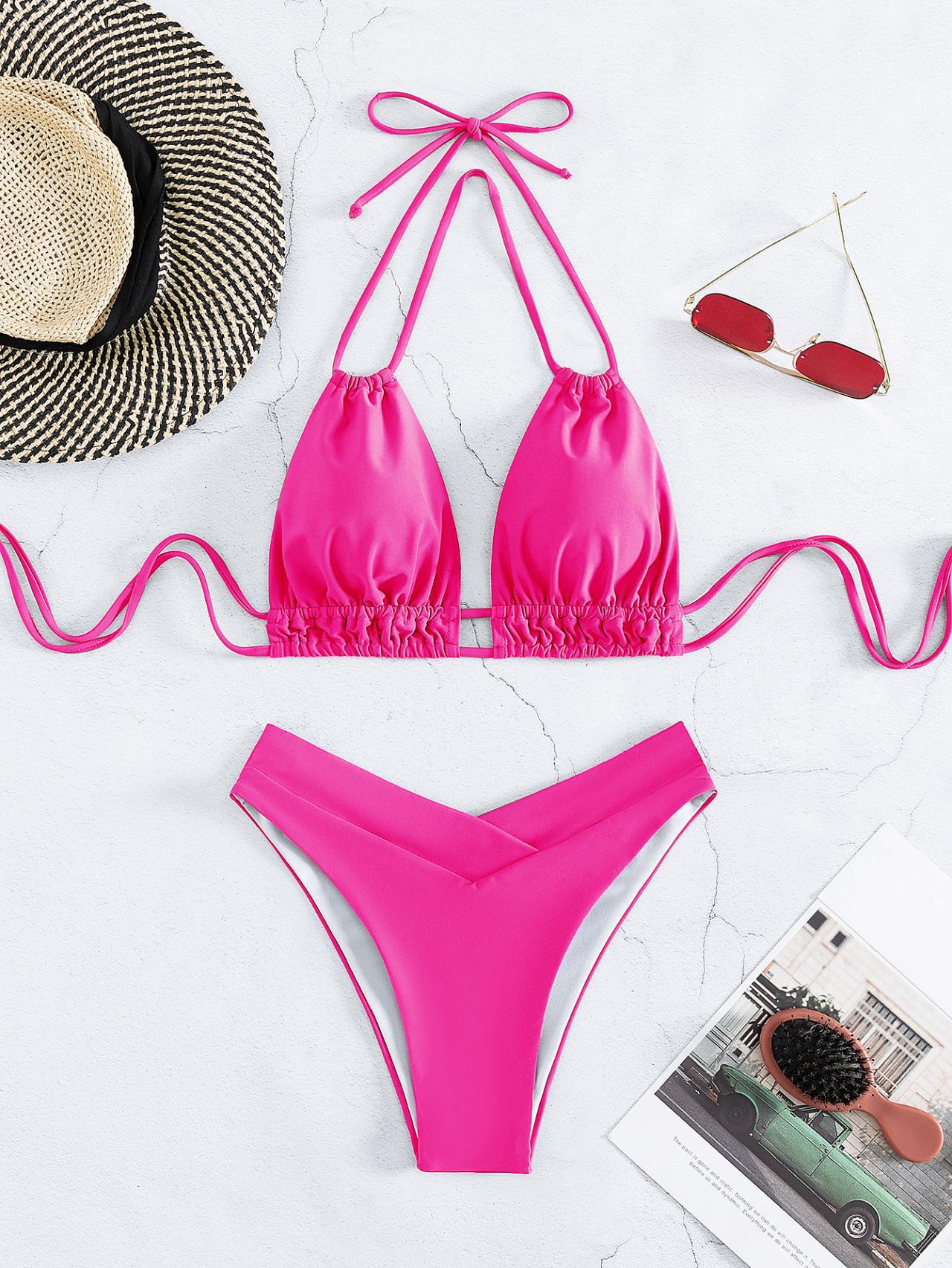 Halter Neck Bikini with Bow Detail for Stylish Summer Swimwear
