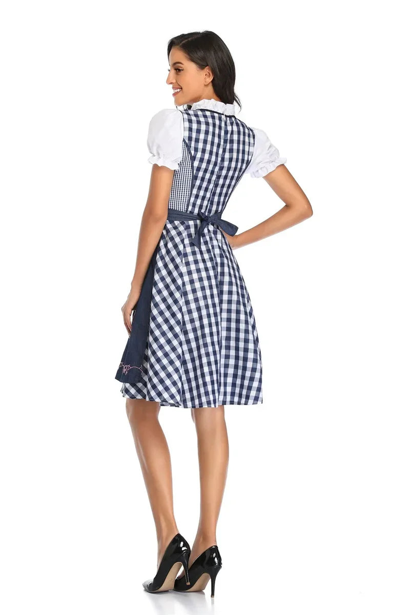 Women's Blue Bavarian Dirndl Dress for Oktoberfest