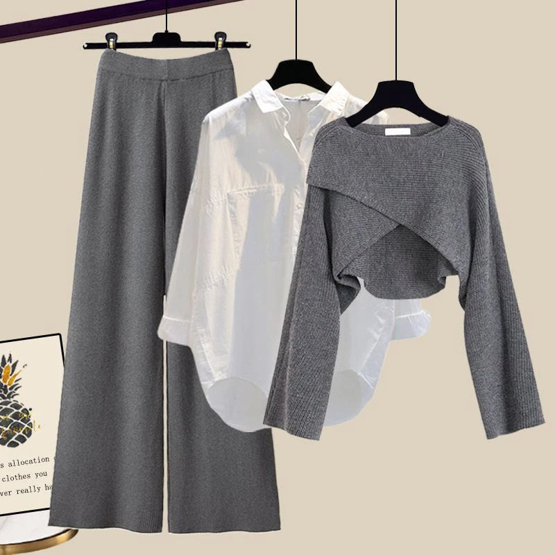 Comfortable Soft Three-Piece Set with Long Sleeves