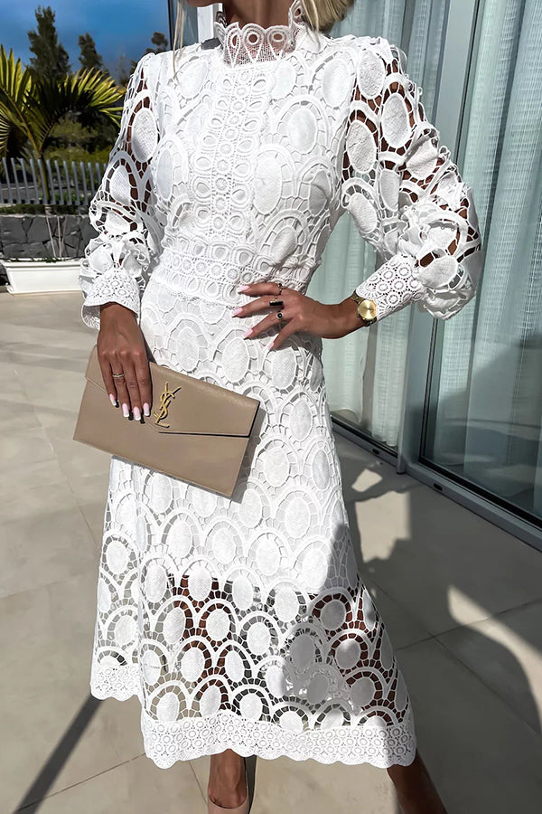 Ruffled Dress with Puff Sleeves for Women