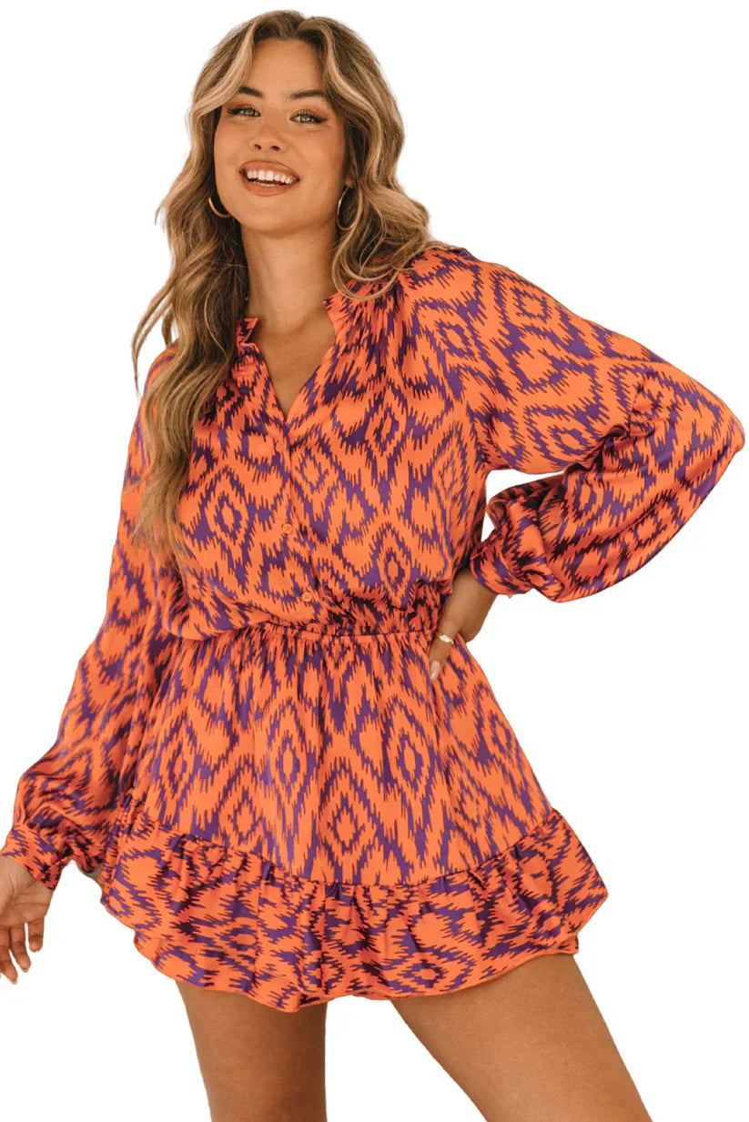 Geometric Print Mini Dress for Stylish Summer Outings