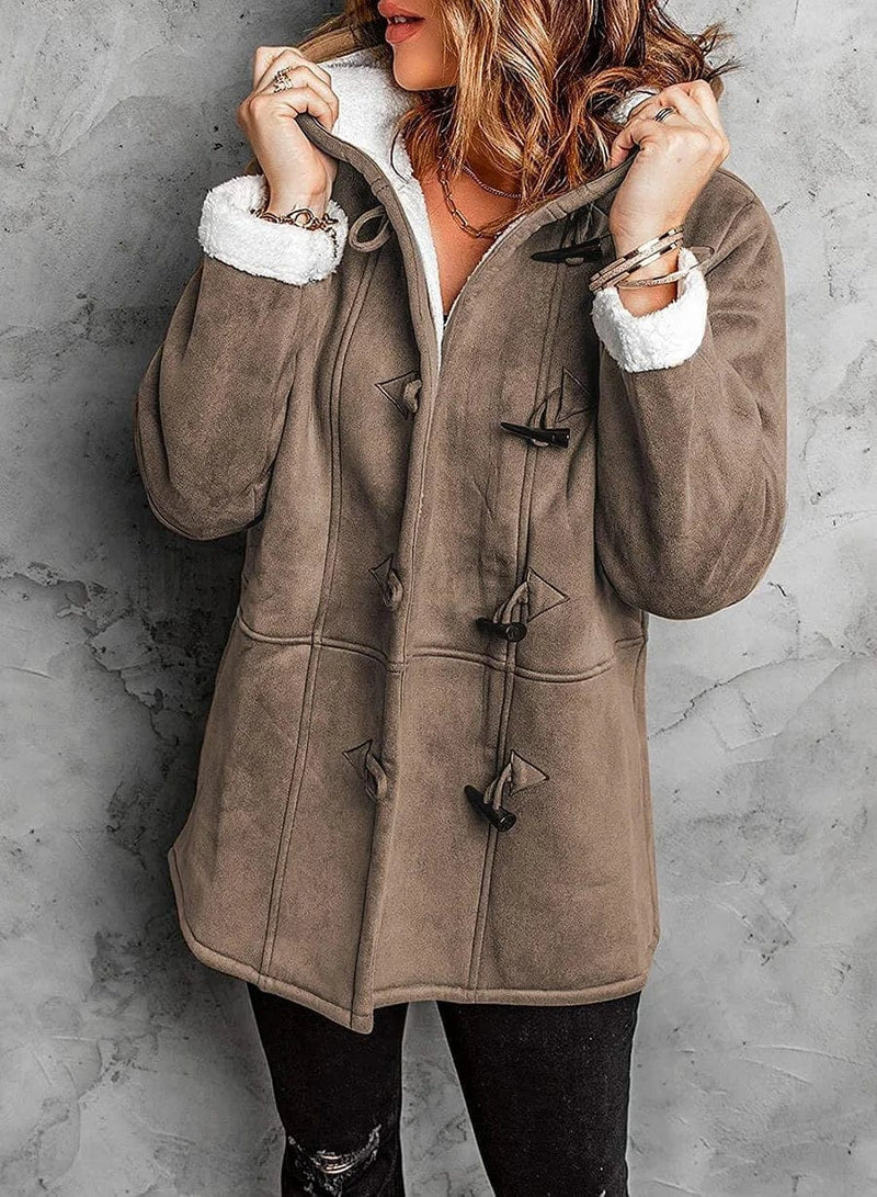 Hooded Coat in Soft Cashmere Feel Fabric
