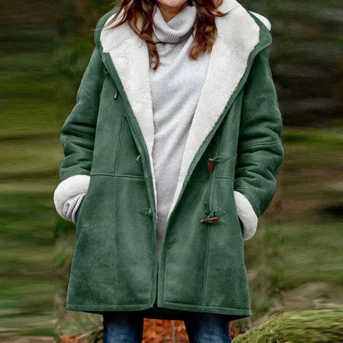 Hooded Coat in Soft Cashmere Feel Fabric