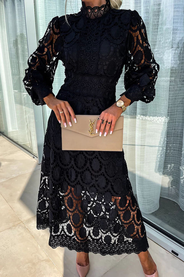 Ruffled Dress with Puff Sleeves for Women