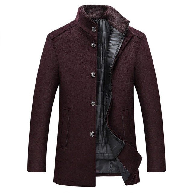Men's Quilted Coat, Slim Fit Winter Jacket with Stand Collar