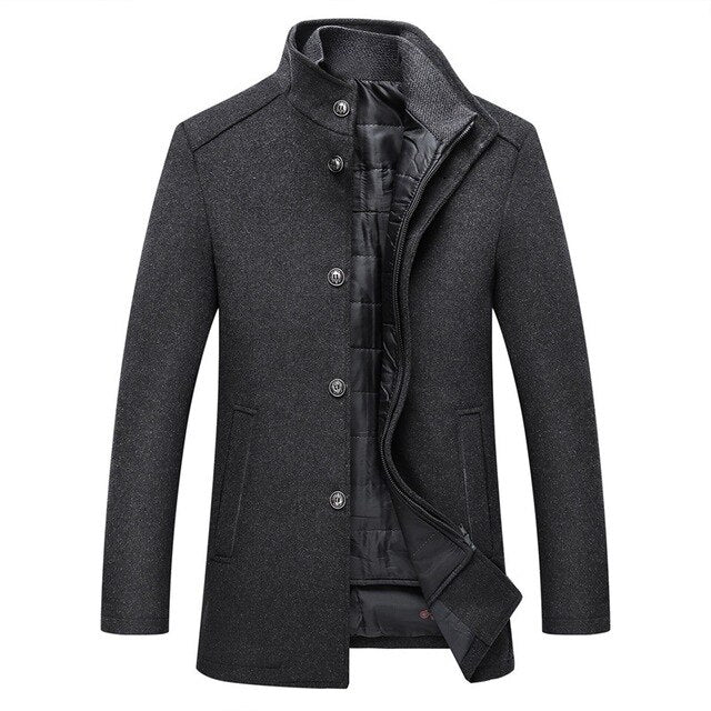 Men's Quilted Coat, Slim Fit Winter Jacket with Stand Collar
