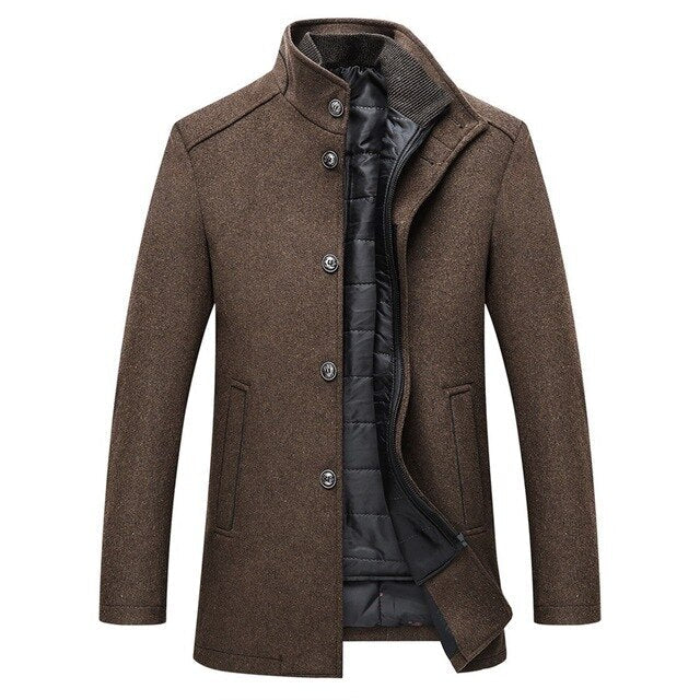 Men's Quilted Coat, Slim Fit Winter Jacket with Stand Collar