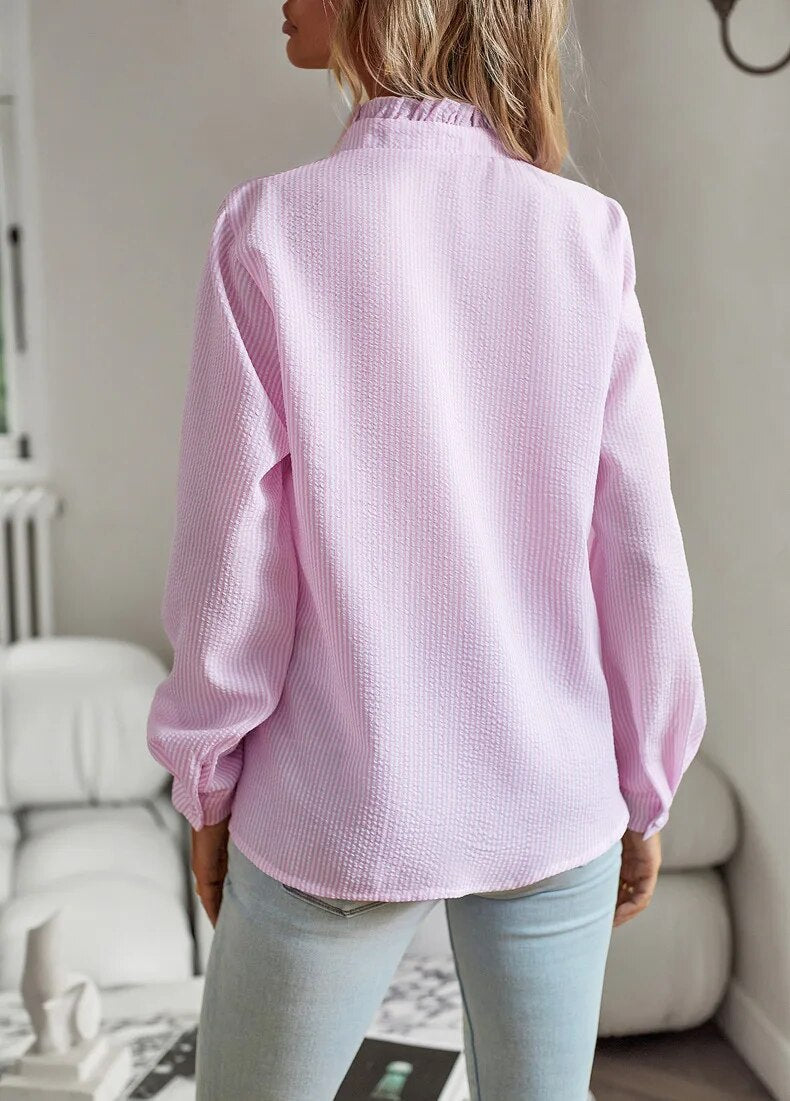 Casual Blouse with Ruffle Detail for Effortless Style