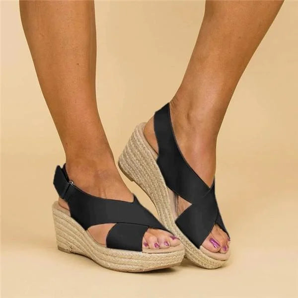 Stylish Anabela Sandal with Comfortable Straps and Elegant Design
