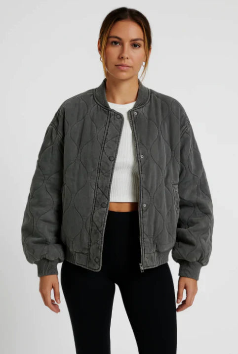 Women's Oversized Quilted Bomber Jacket