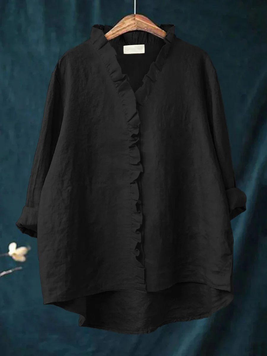 Ruffled Collar Shirt – Elegant Women’s Blouse