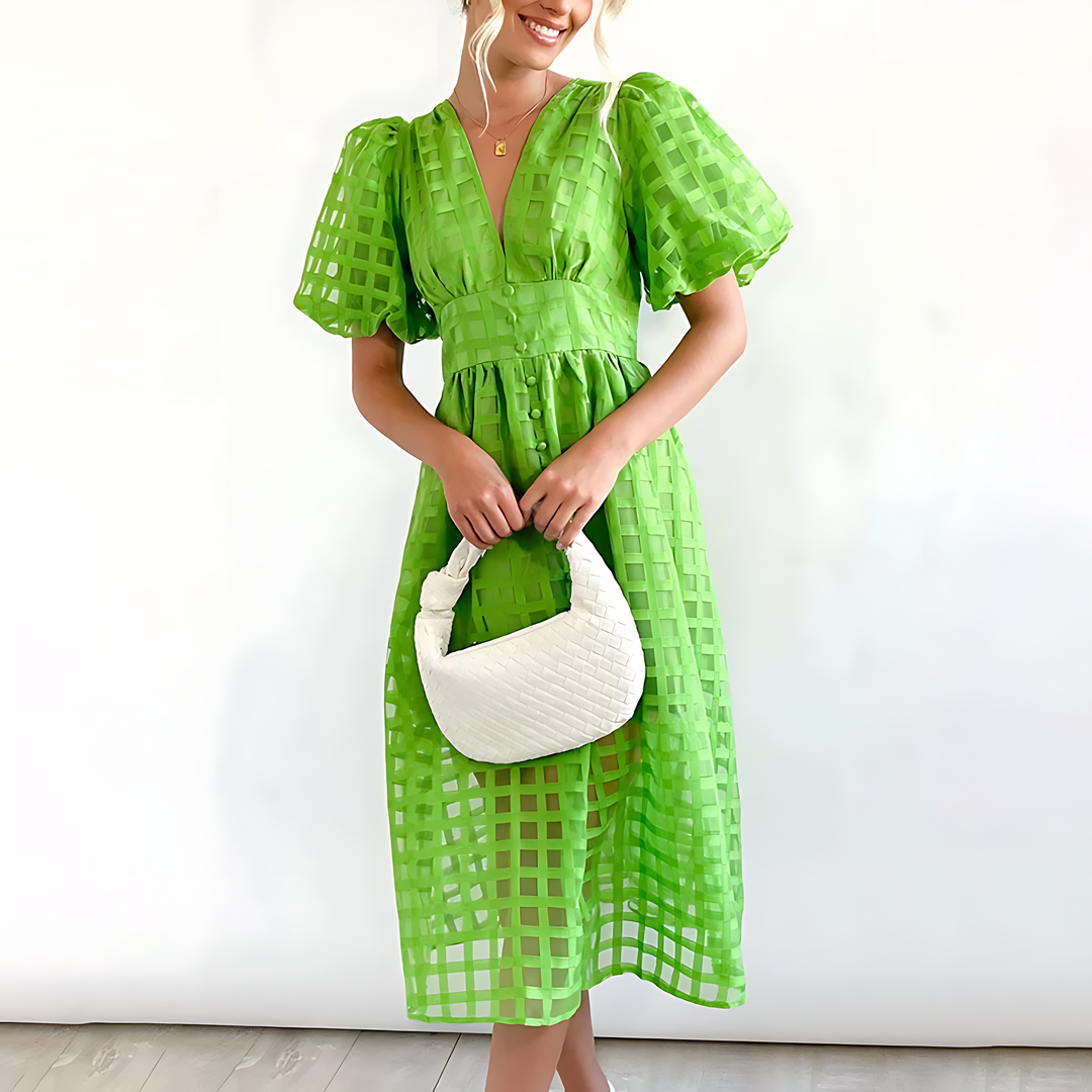 Puff Sleeve V-Neck Annika Dress for Effortless Style