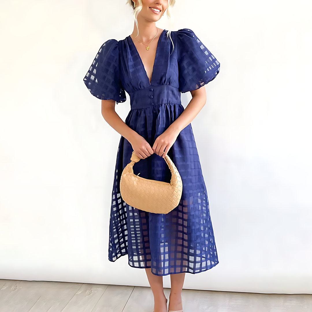 Puff Sleeve V-Neck Annika Dress for Effortless Style