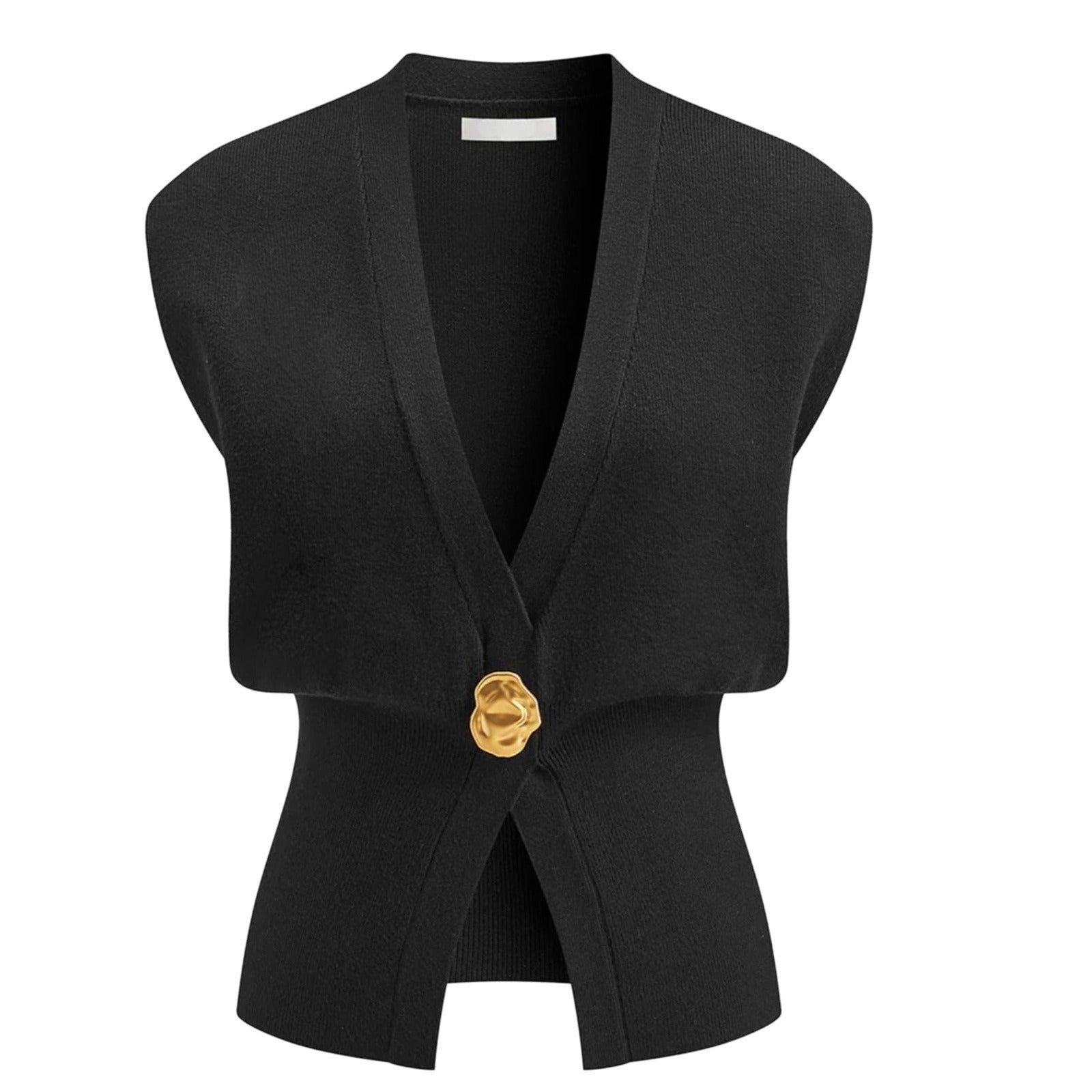 Women's V-Neck Buttoned Sweater Vest Top