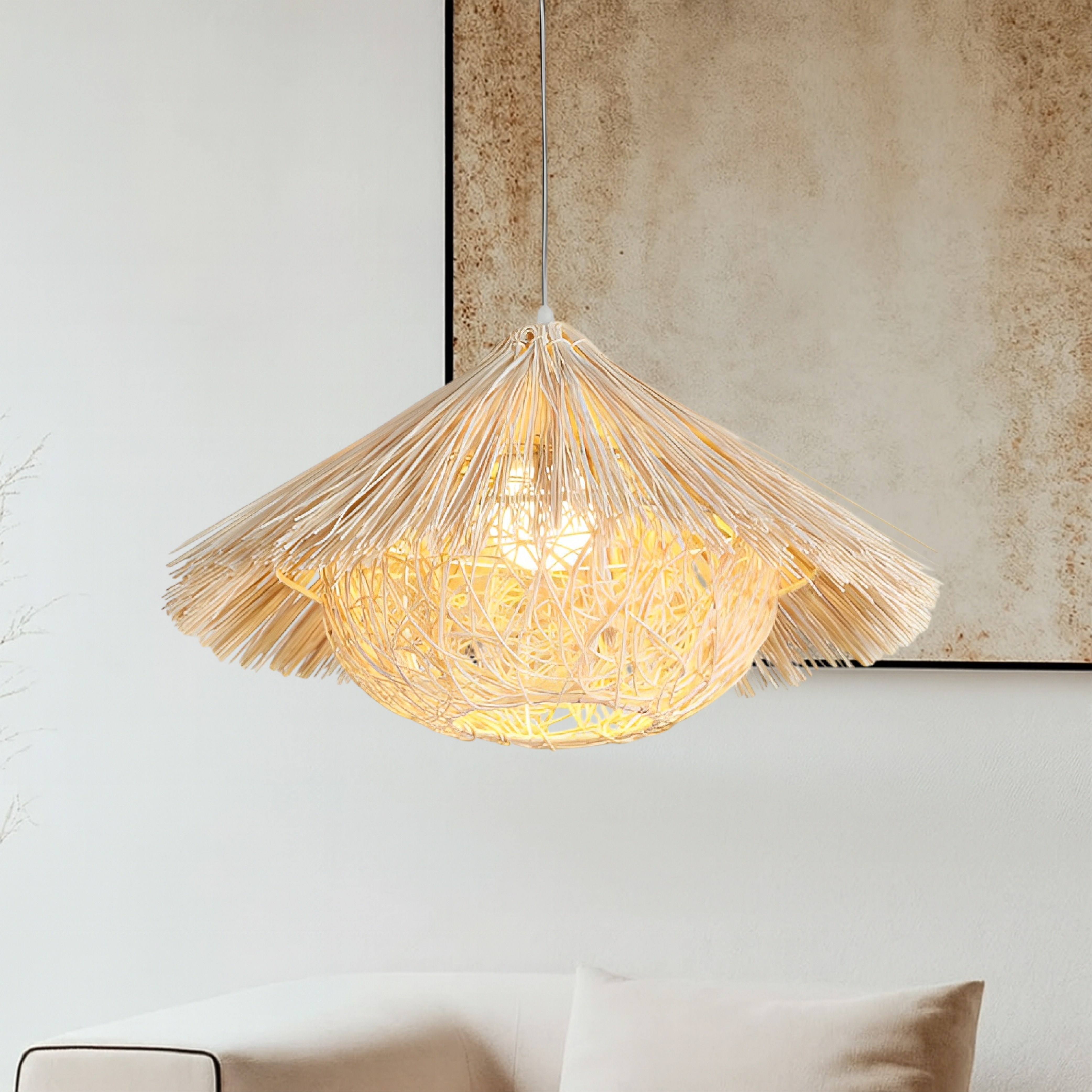 Natural Rattan and Bamboo Pendant Light