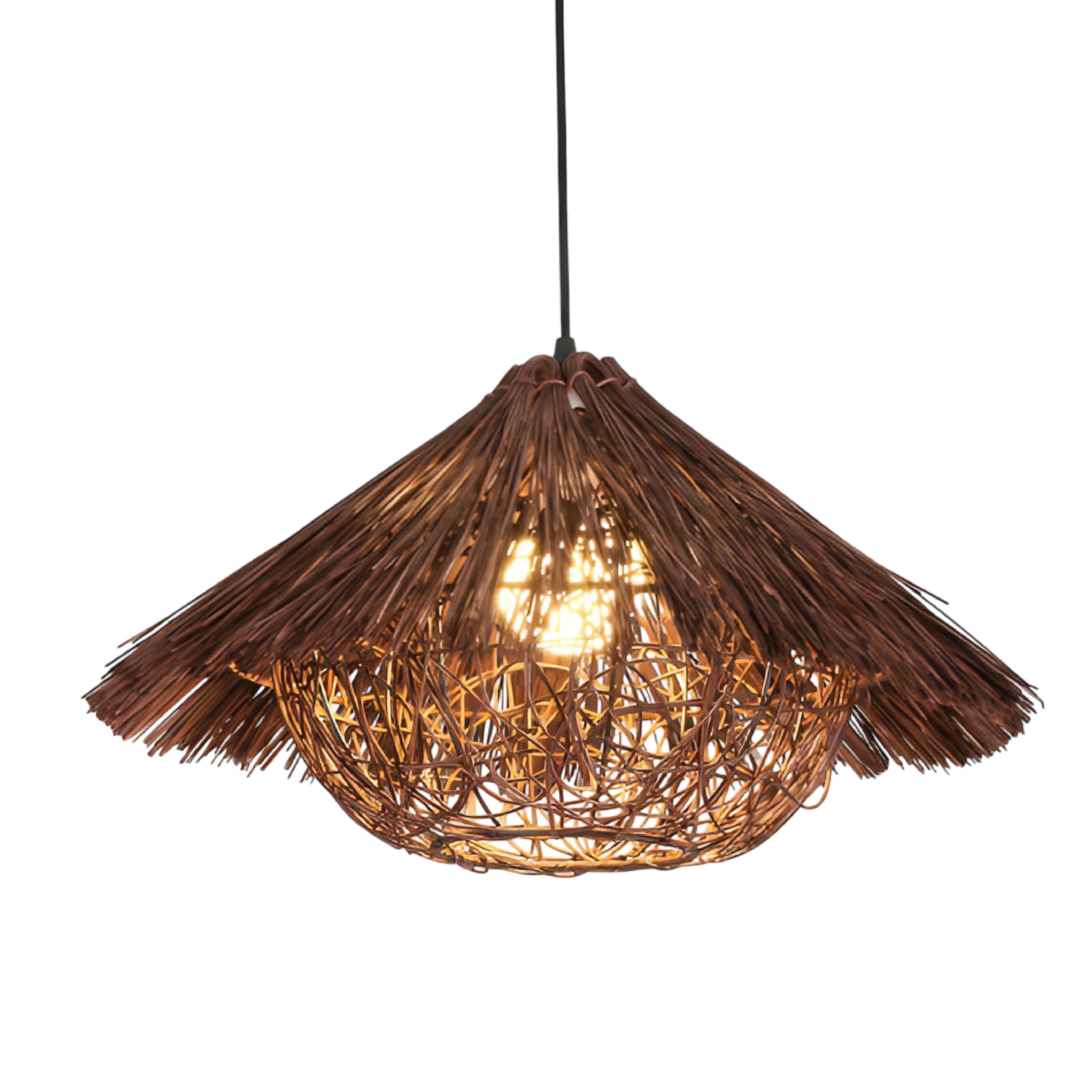 Natural Rattan and Bamboo Pendant Light