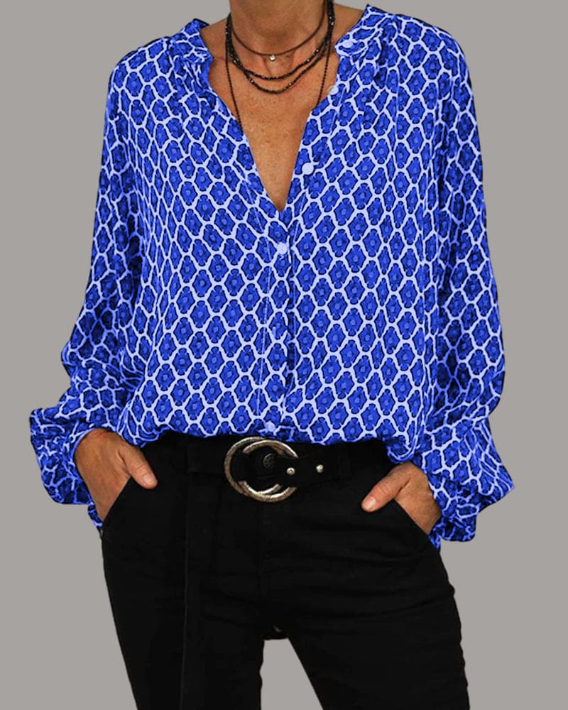 Geometric Print Blouse for Women
