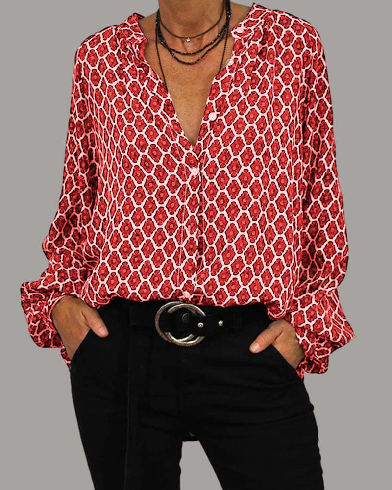 Geometric Print Blouse for Women