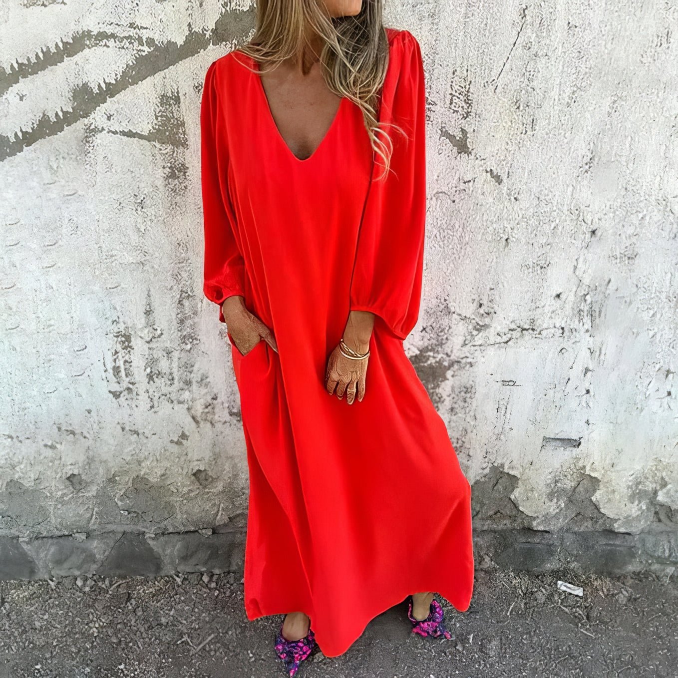 Bohemian Maxi Dress with Pockets for Effortless Style