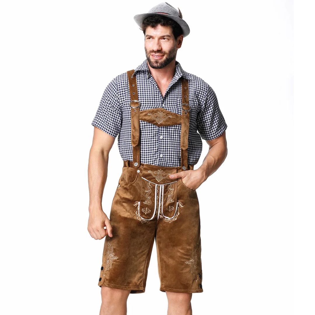 Men's Traditional Leather Lederhosen for Oktoberfest