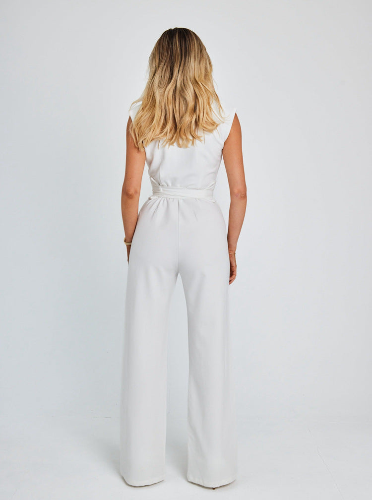 Sleeveless Jumpsuit with Flattering Waist Design