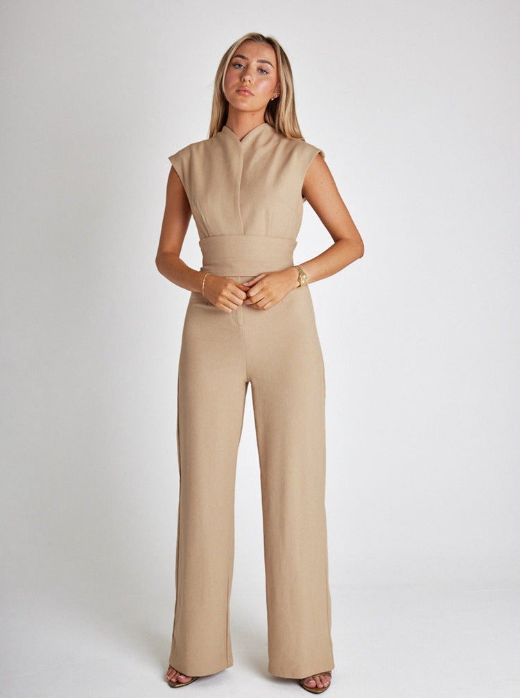 Sleeveless Jumpsuit with Flattering Waist Design