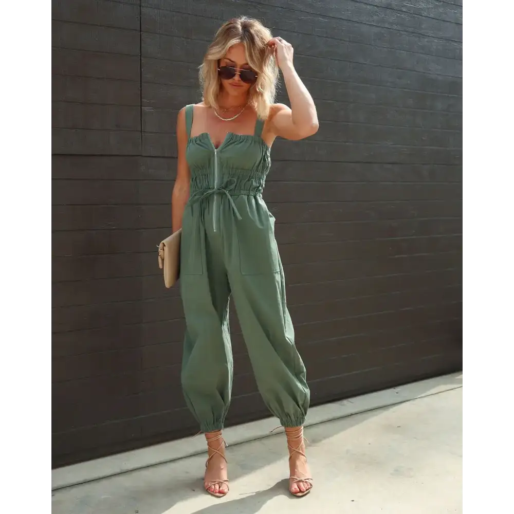 Women's Sleeveless Elastic Jumpsuit for Summer Casual Wear