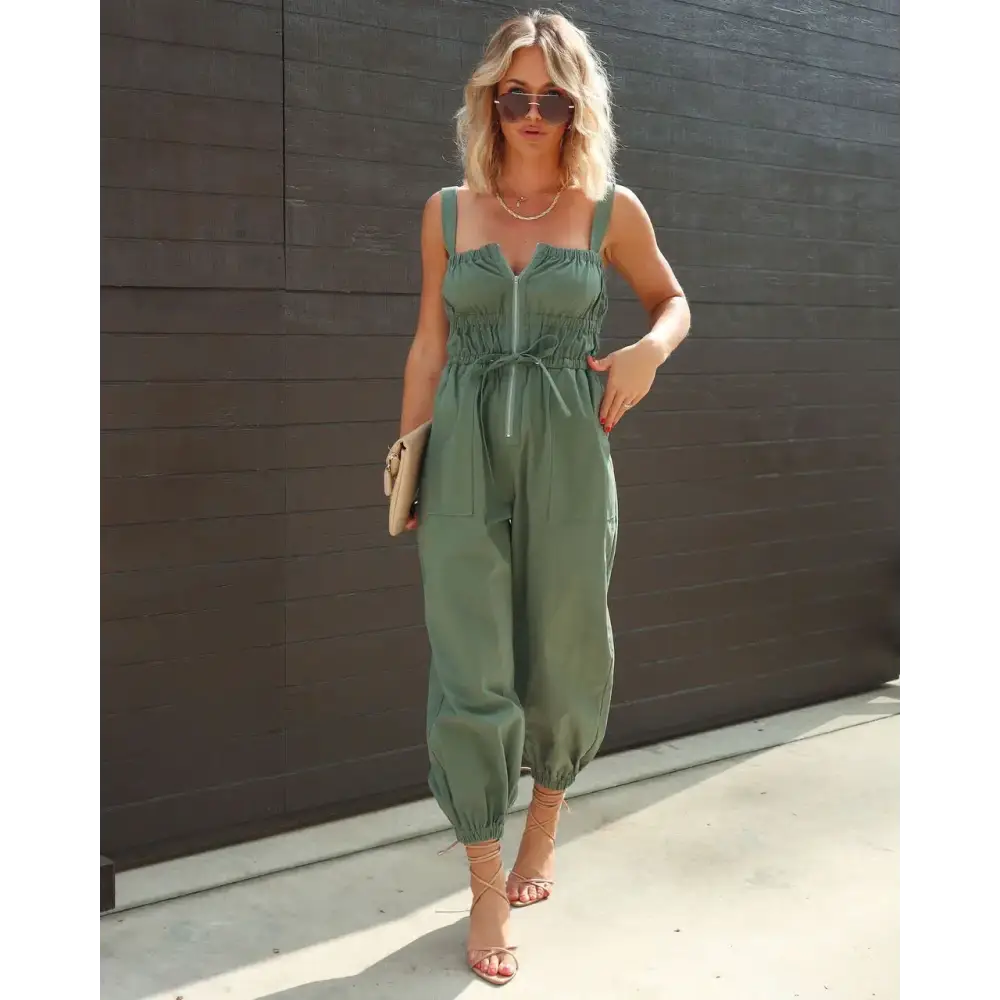 Women's Sleeveless Elastic Jumpsuit for Summer Casual Wear