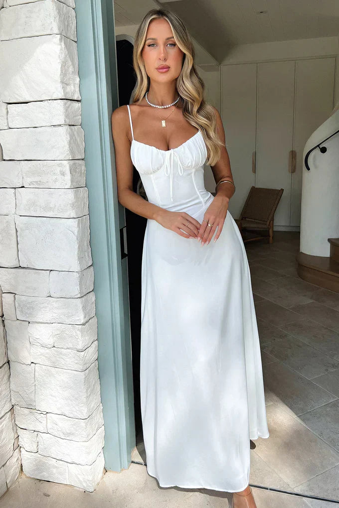 Women's Sleeveless Maxi Dress with Lace Details