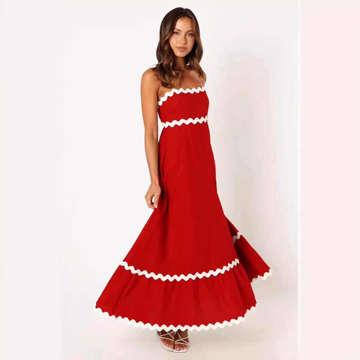 Elegant Contrast Long Capri Dress for Stylish Summer Wear