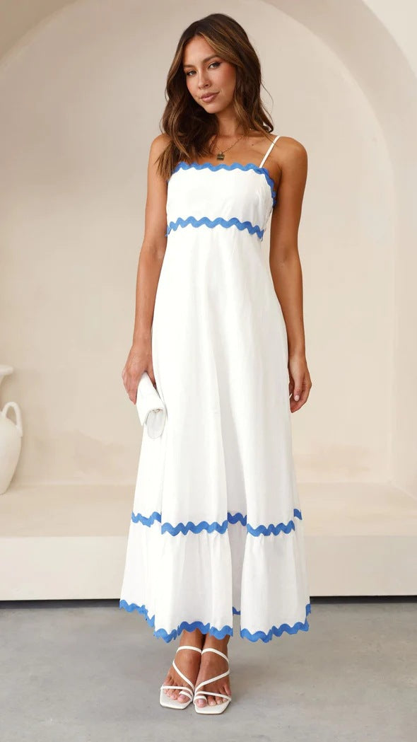 Elegant Contrast Long Capri Dress for Stylish Summer Wear