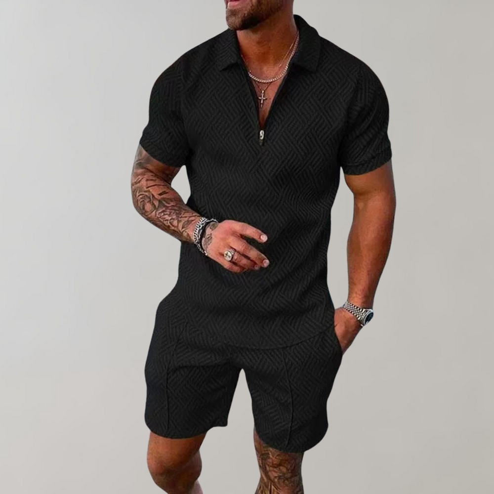 Men's Casual Polo Shirt & Shorts Set – Stylish Comfort