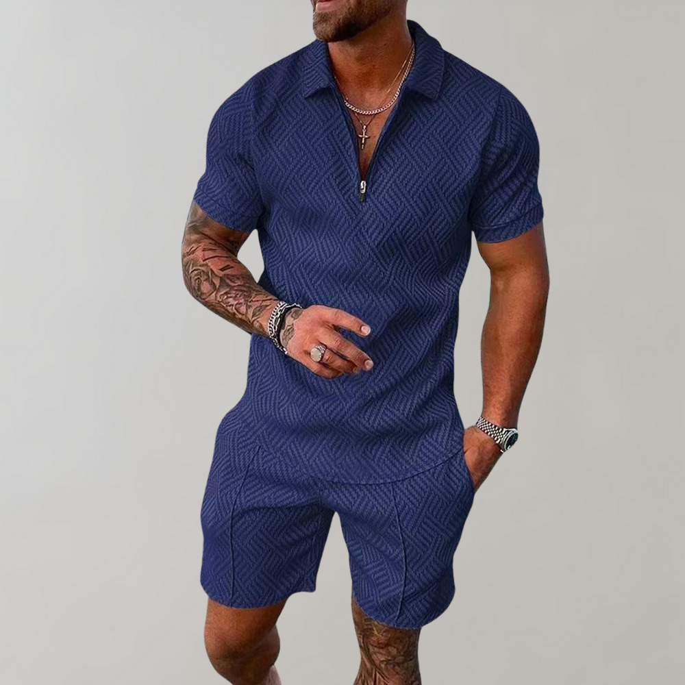 Men's Casual Polo Shirt & Shorts Set – Stylish Comfort