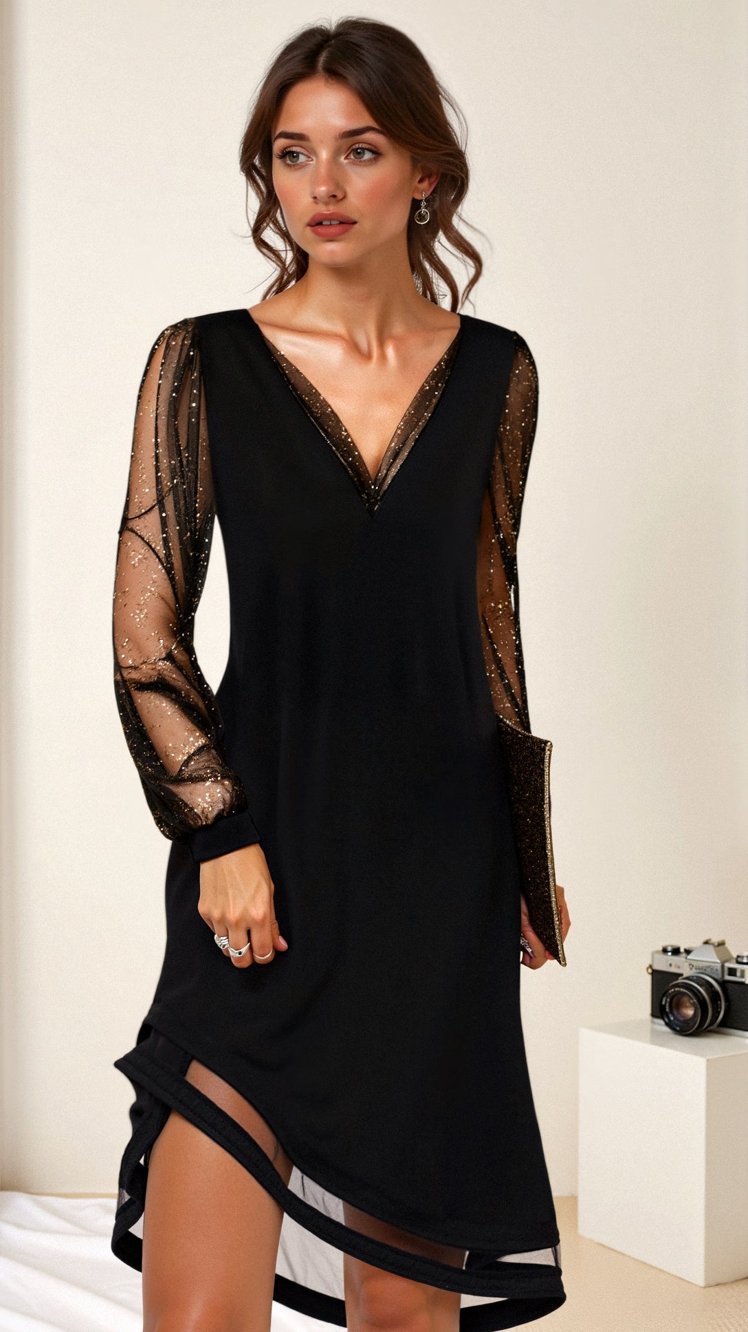 Classic V-Neck Evening Dress - Elegant Matilda Design