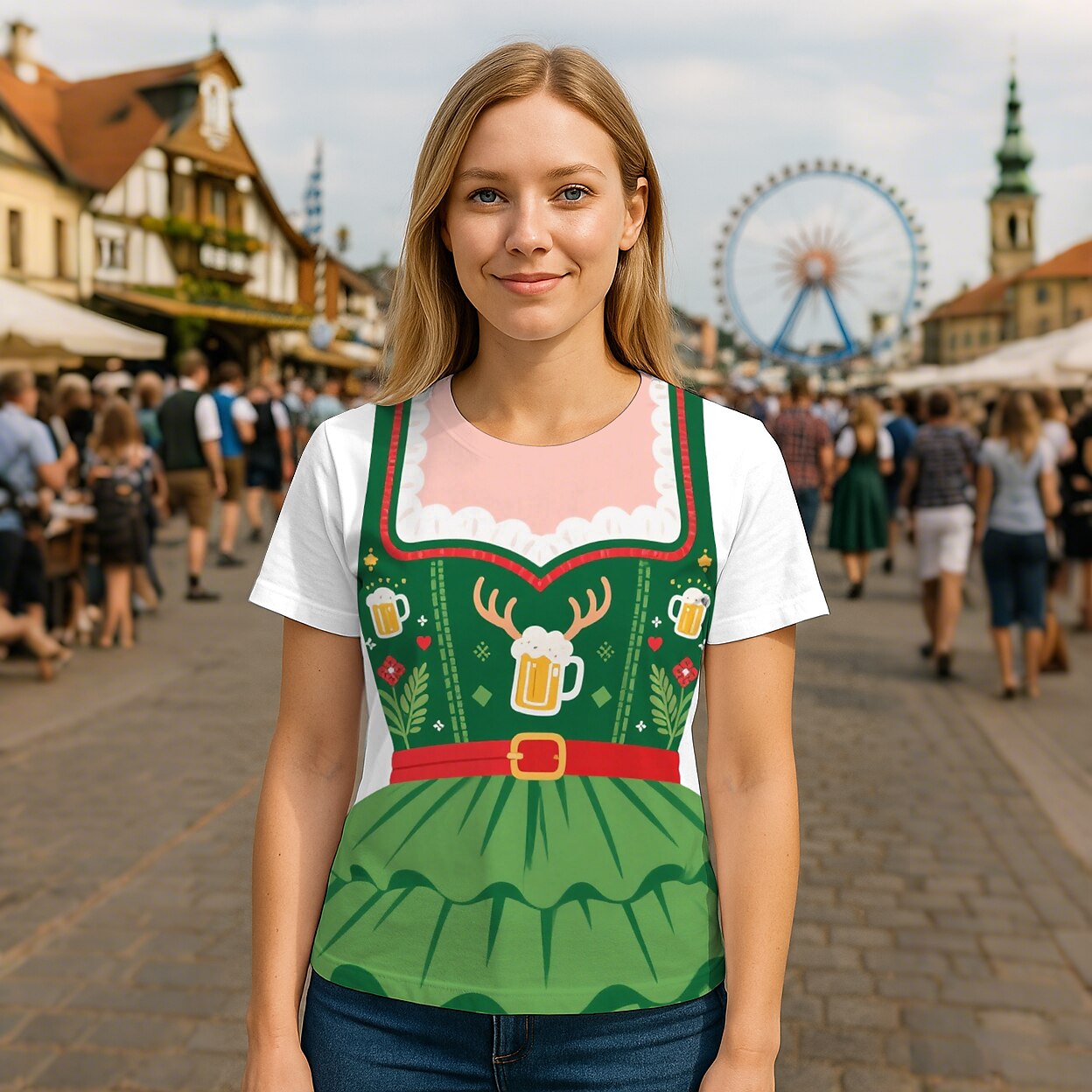 Women's Oktoberfest Dirndl Print T-shirt