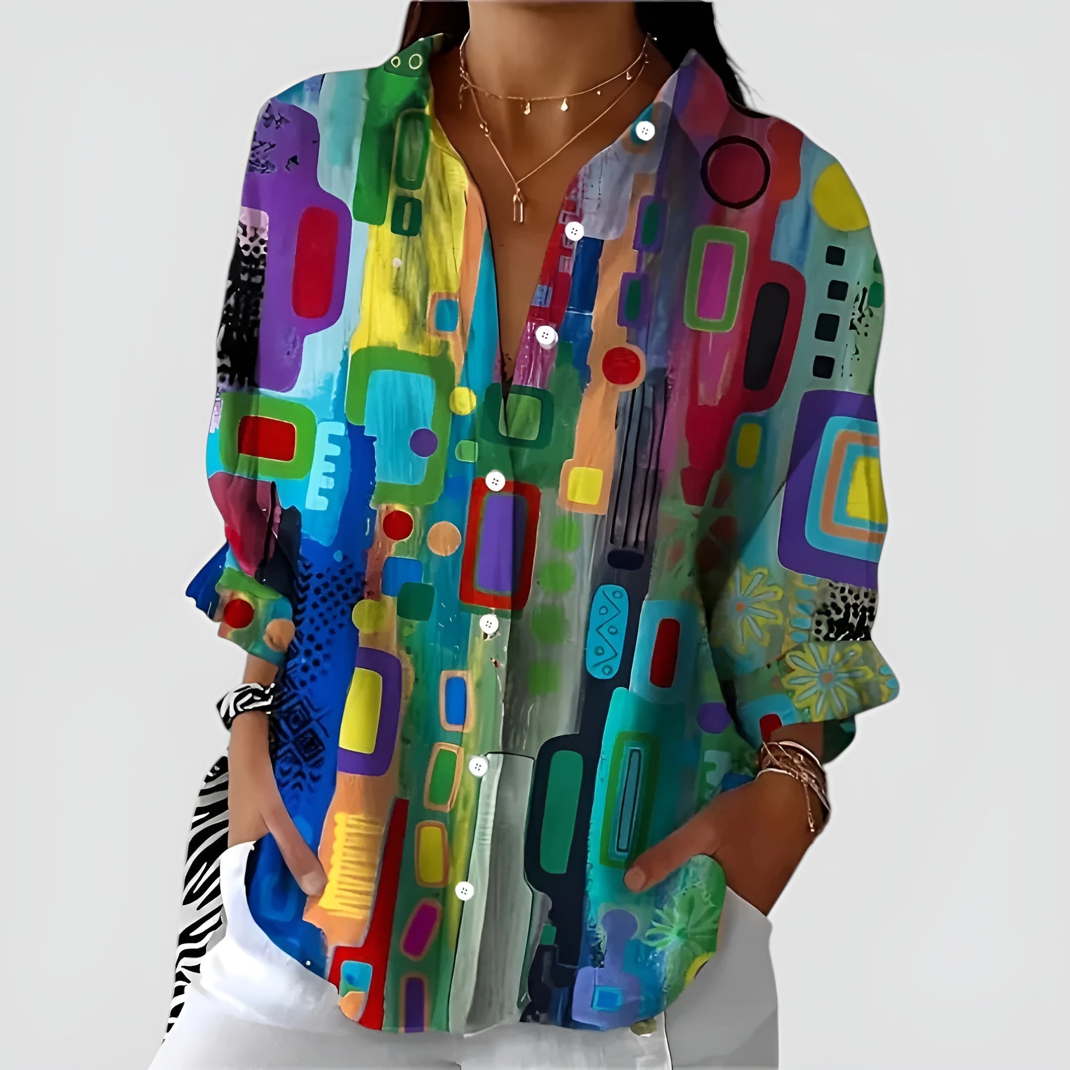 Geometric Pattern Blouse for Stylish Everyday Wear