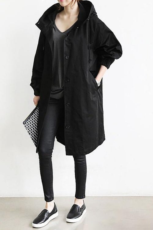 Elegant Waterproof Gabardine Coat with Buttons