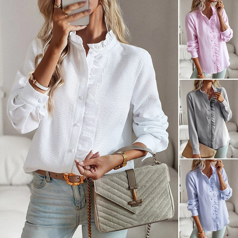 Casual Blouse with Ruffle Detail for Effortless Style