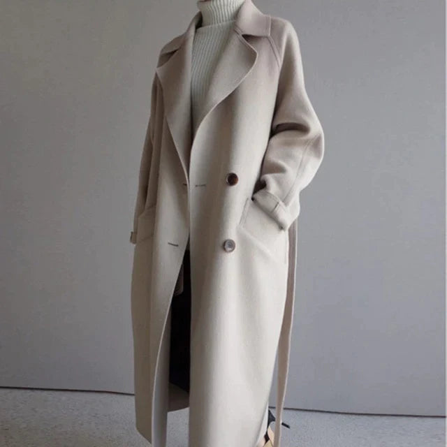 Stylish Women's Trench Coat with Belted Design and Pockets