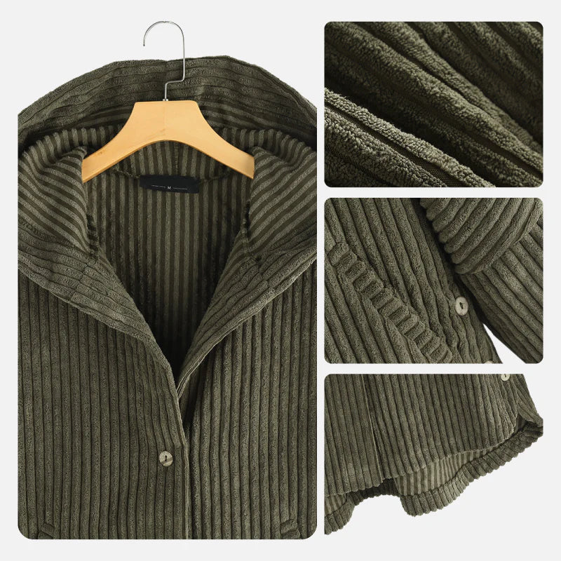 Chic Ribbed Coat with Elegant Hood