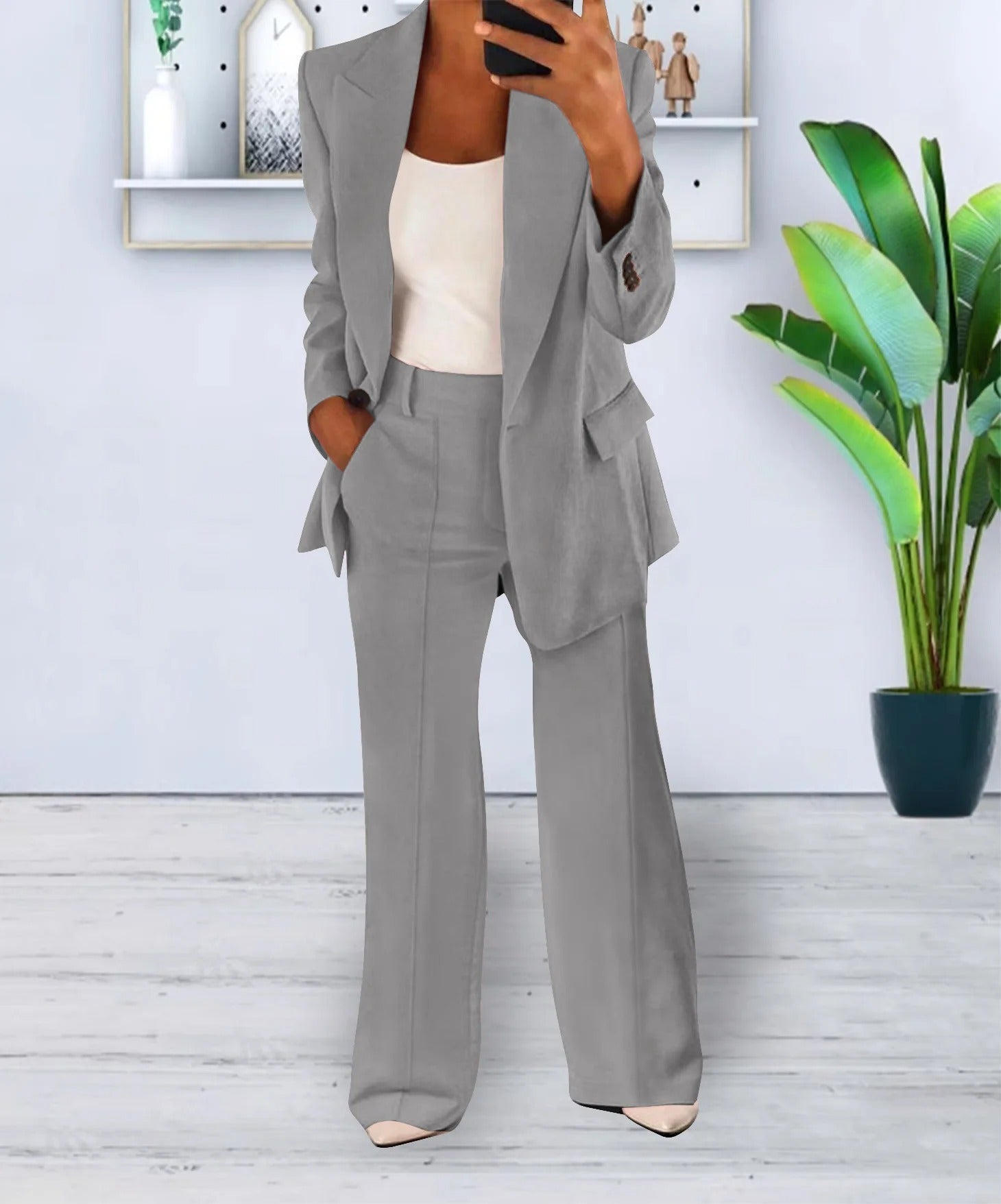 Women’s Blazer and Trouser Set - Stylish Business Attire