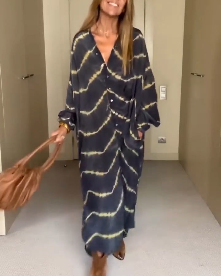 Bohemian Striped V-Neck Dress for Effortless Style