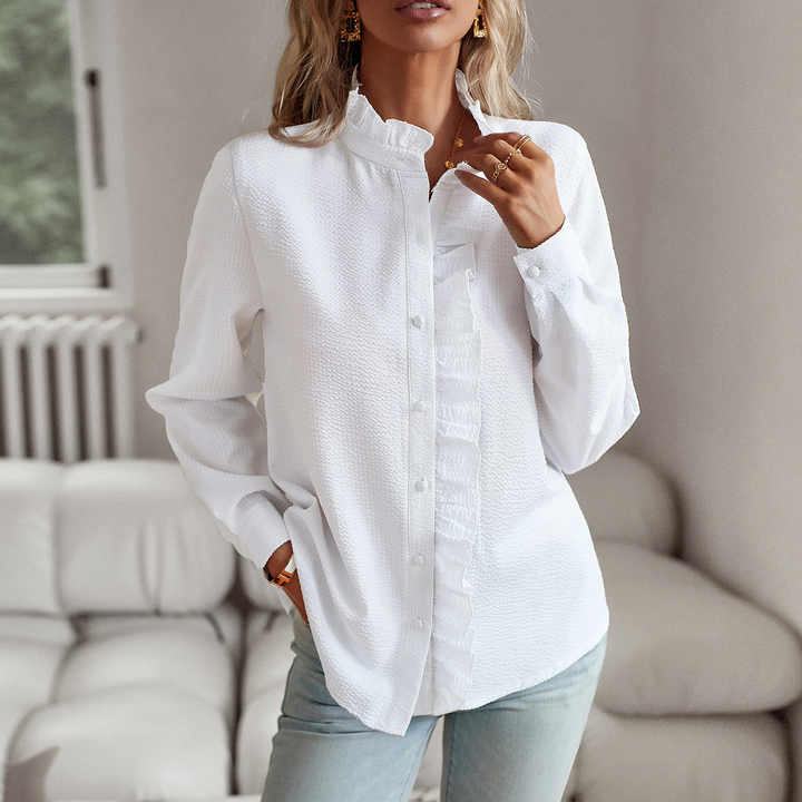 Casual Blouse with Ruffle Detail for Effortless Style